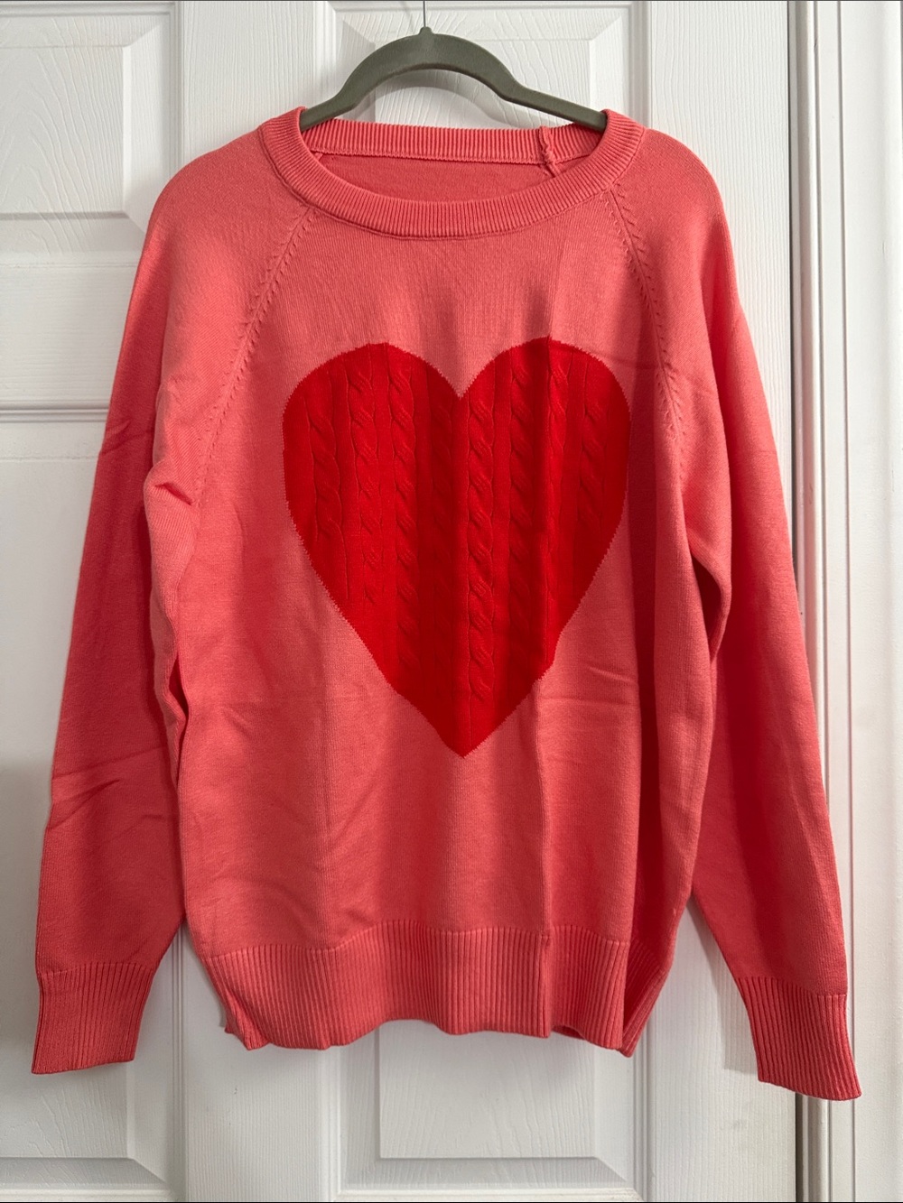 Women's Pink Heart Crewneck Sweater
